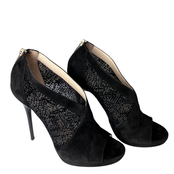 Jimmy Choo Black Suede/Mesh "Vivid" Ankle Booties Size 10.5 (40.5) With Box - Picture 11 of 14